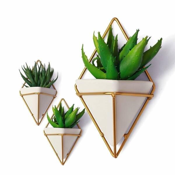 Shop California Home Goods 2 Small Decorative Geometric Hanging Planters Pot For Indoor Wall Decor Planter For Succulent Plants Air Overstock 27727970