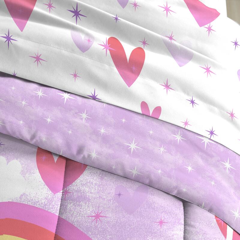 Dream Factory Unicorn Rainbow 7-piece Microfiber Bed in a Bag with Sheet Set