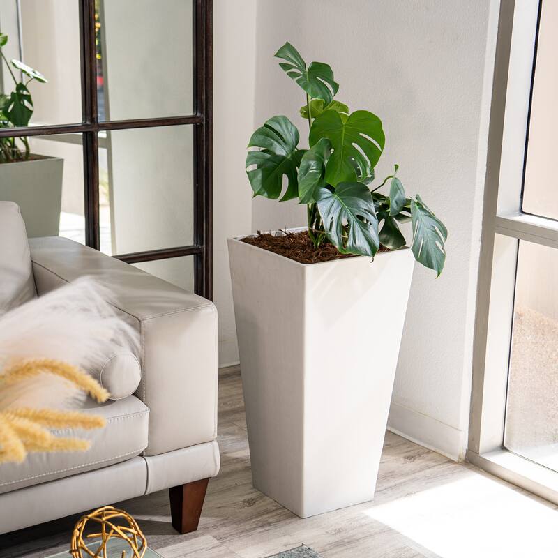 XBrand Modern Square Tapered Planter – 28" or 30" Tall, Indoor & Outdoor Use