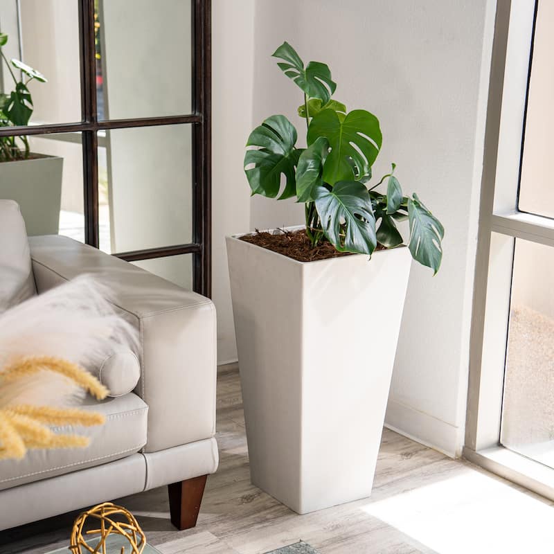 XBrand Modern 30-Inch Tall Square Planter, Modern Tapered Planter Perfect for Indoor & Outdoor Planter, Patio Décor