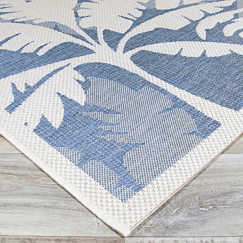 Dream Decor Rugs Samantha Tropics Beige Sapphire Outdoor Area Rug