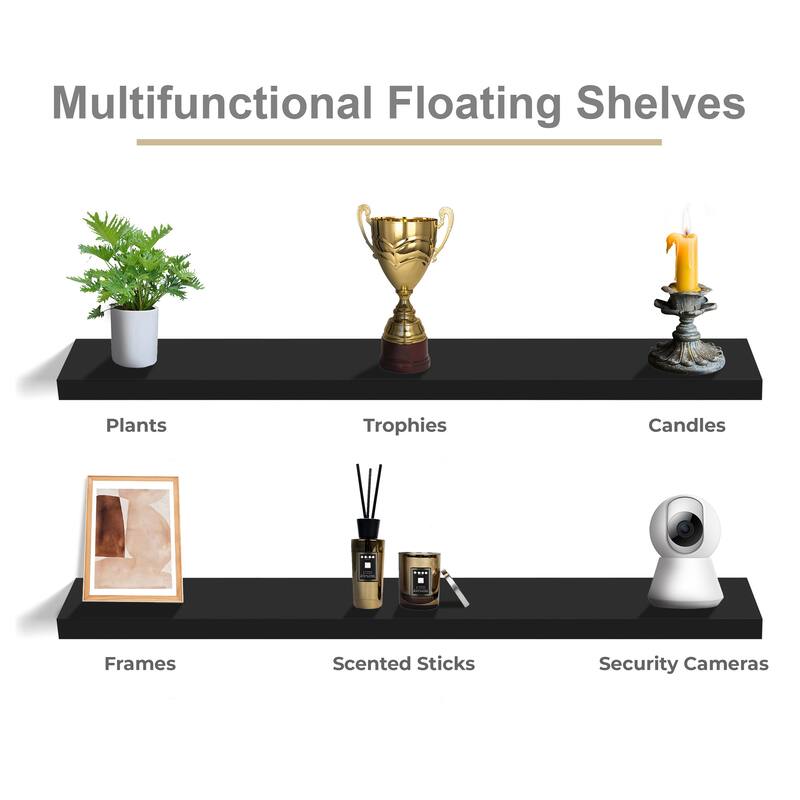 Sorbus Floating Shelves for Wall - 55 Inch Extra-Long Bathroom Shelves - Mounted Floating Shelf with Hidden Brackets (2 Pack)