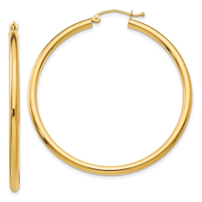Curata 10k Yellow Gold Polished 2.5mm Solid Round Hoop Earrings - 20mm - 60mm