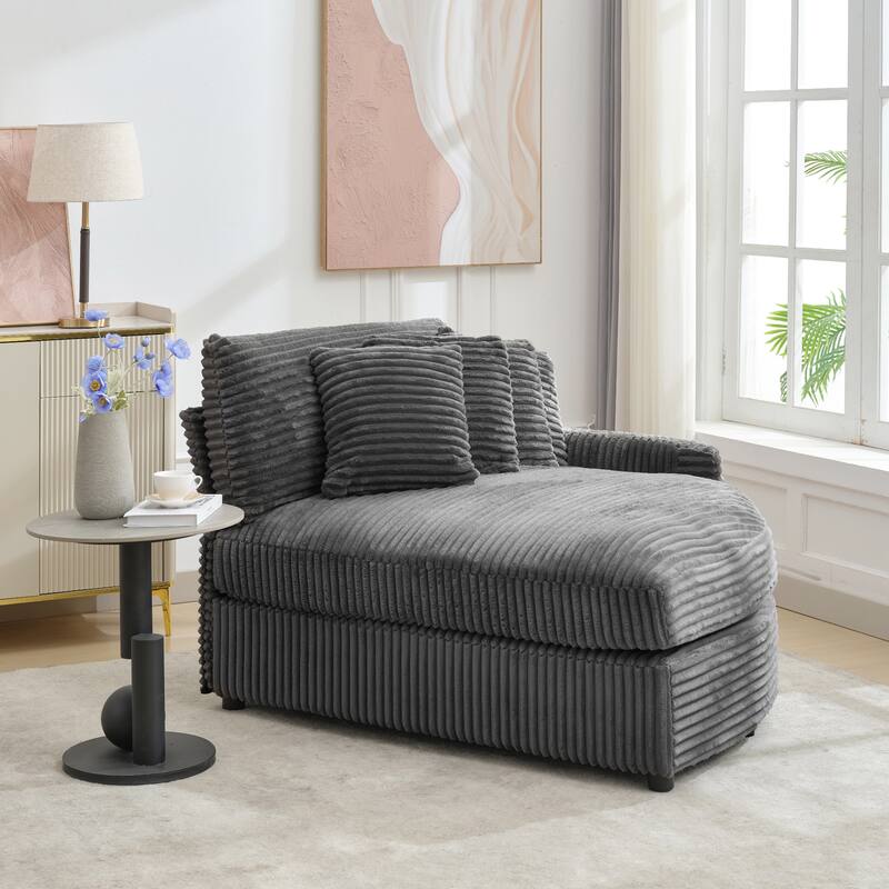 Oversized Fan-shaped Corduroy Couch, 2-piece Sectional Sofa with 4 & 8 Throw Pillows