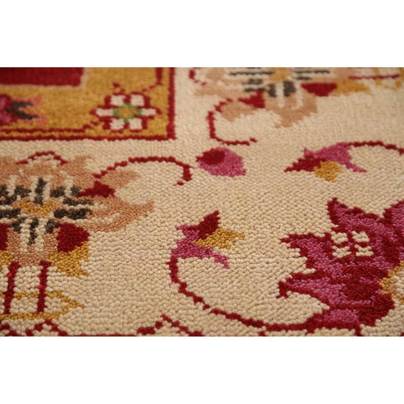 Red Floral Heriz Serapi Indian Area Rug Handmade Wool Carpet - 7'10" x 9'9"