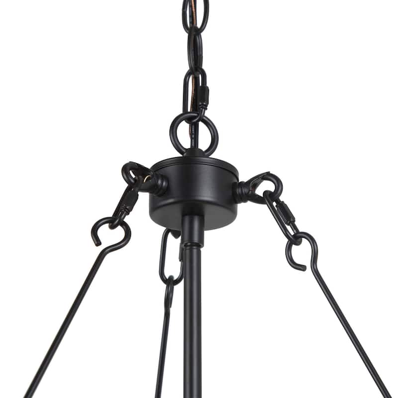 Rustic 3-Light Wood Drum Chandelier Farmhouse Airy Kitchen Island Pendant Light - Dia.15.5"xH21.5"