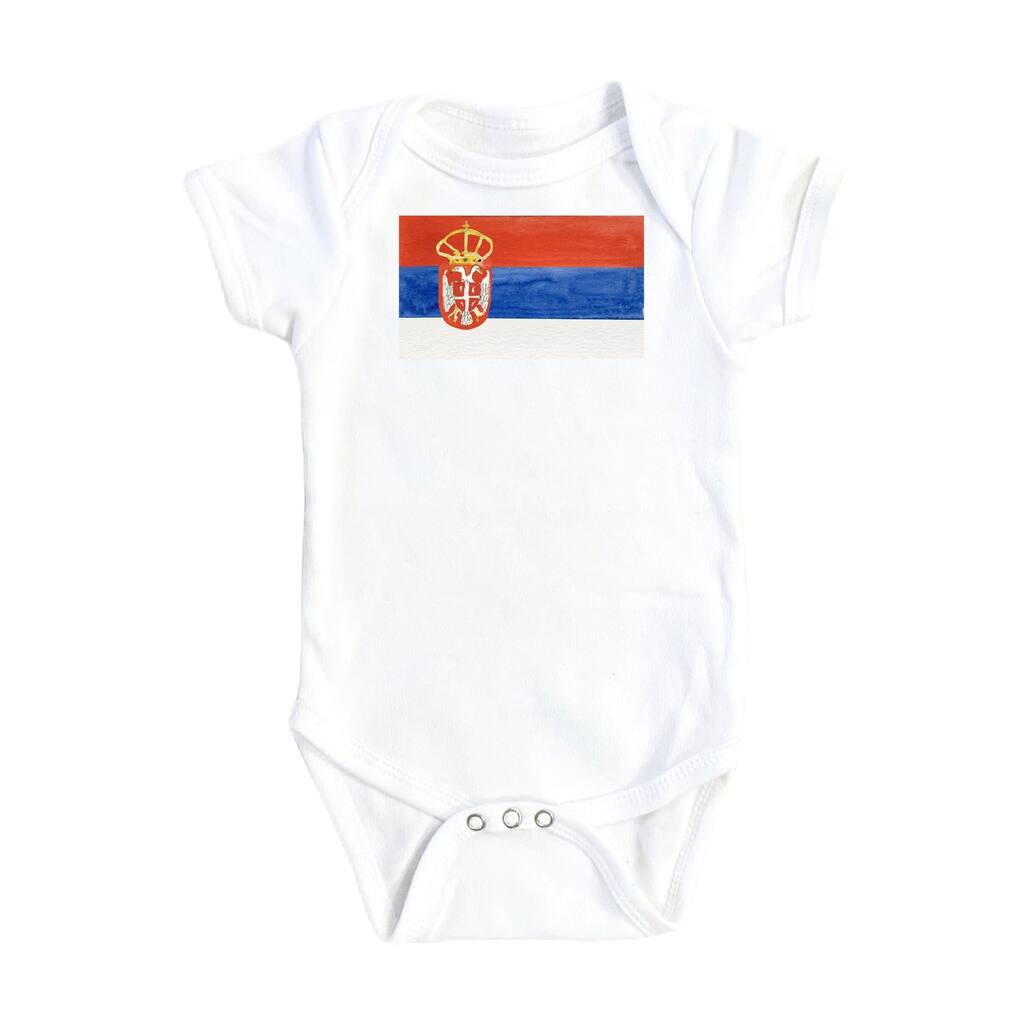 Serbian Flag - Baby Boy Girl Clothes Infant Bodysuit Funny Cute Newborn