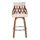 preview thumbnail 23 of 24, York Mid-Century Modern 26" Counter Stool in Wood and Fabric Cream Fabric/Walnut Wood