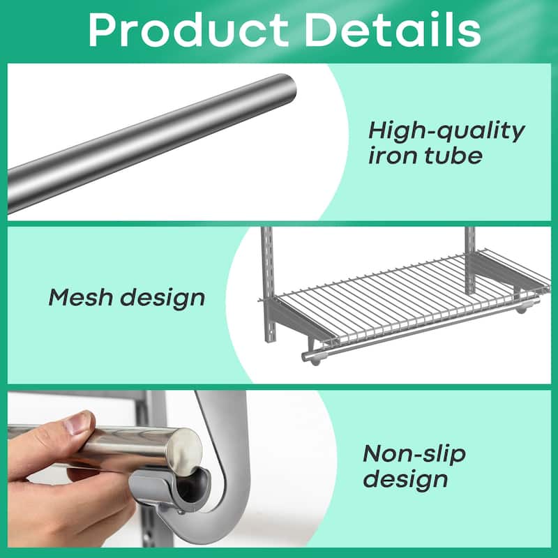 3 to 5 FT Closet Organizer System Kit Wall Mounted Storage Organizer