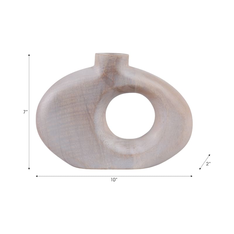 Modern Cut Out Wood Table Vase - Decorative Tall Table Vase