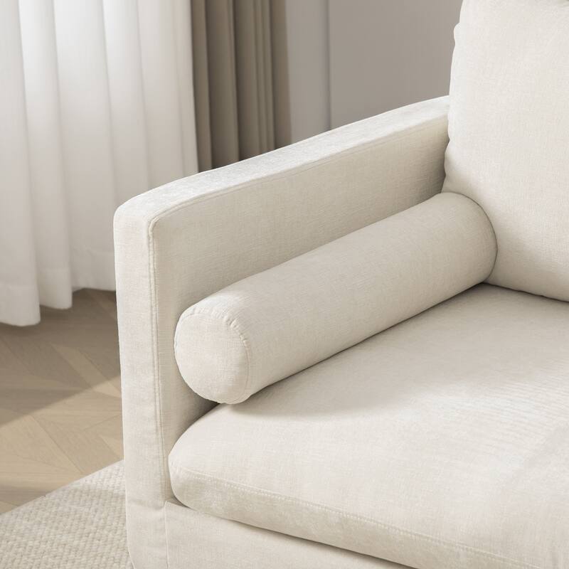 82.68" Extra-Wide Two-Seater Sofa with Chenille Upholstery, Armrest & Backrest Pillows for Living Room