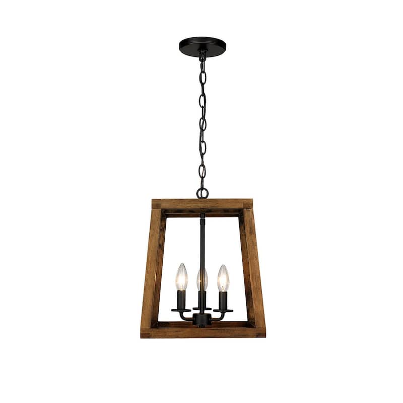 Rustic Farmhouse Geometric Wooden and Black Lantern