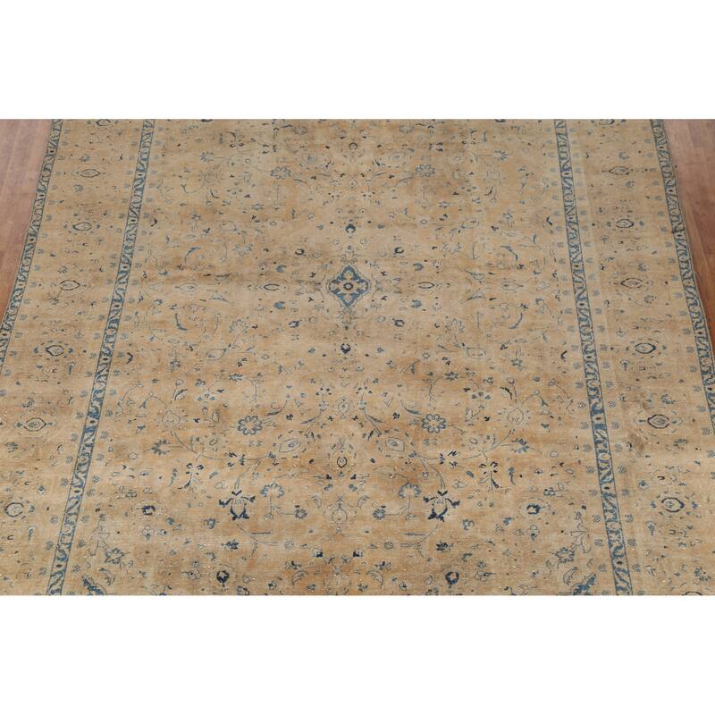 Hand Knotted Oriental 100% Wool Carpet Traditional Floral Oranges & Rust Mashad Area Rug - 12' 9'' X 9' 2''