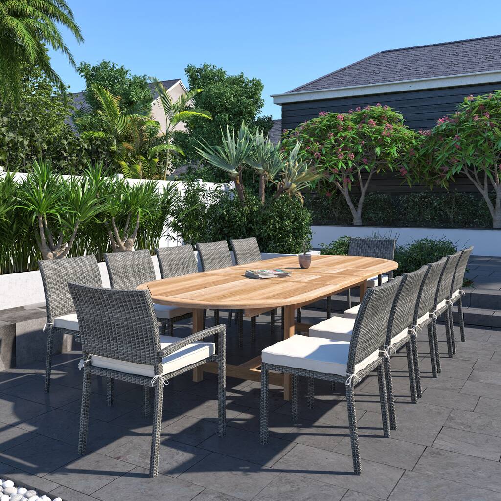 Amazonia FSC Teak Ravello 13pc Outdoor Patio Dining Set with Cushions - 13 pc
