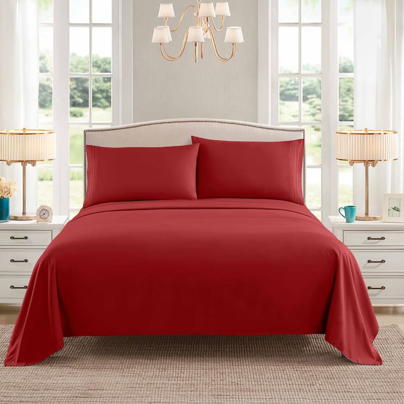 Sweet Home Collection 4 Piece Chevron Printed Sheet Set, Double Brushed Microfiber