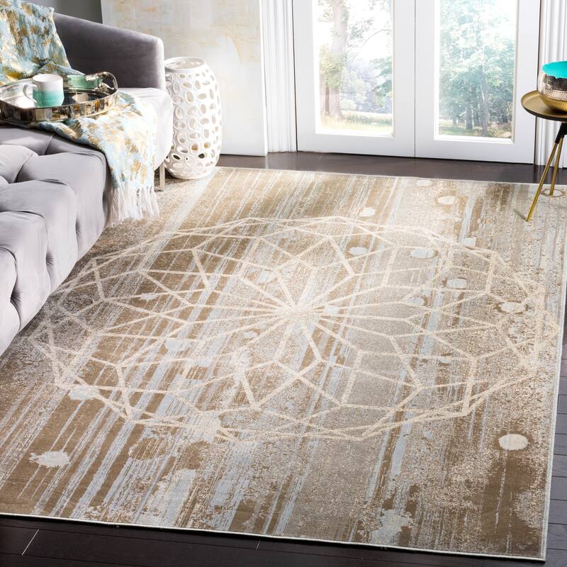 SAFAVIEH Constellation Vintage Boho Trini Modern Abstract Viscose Rug - 4' x 5'7" - Beige/Multi