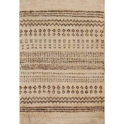 Geometric Gabbeh Kashkoli Oriental Area Rug Hand-knotted Wool Carpet - 1'6" x 2'2" Square