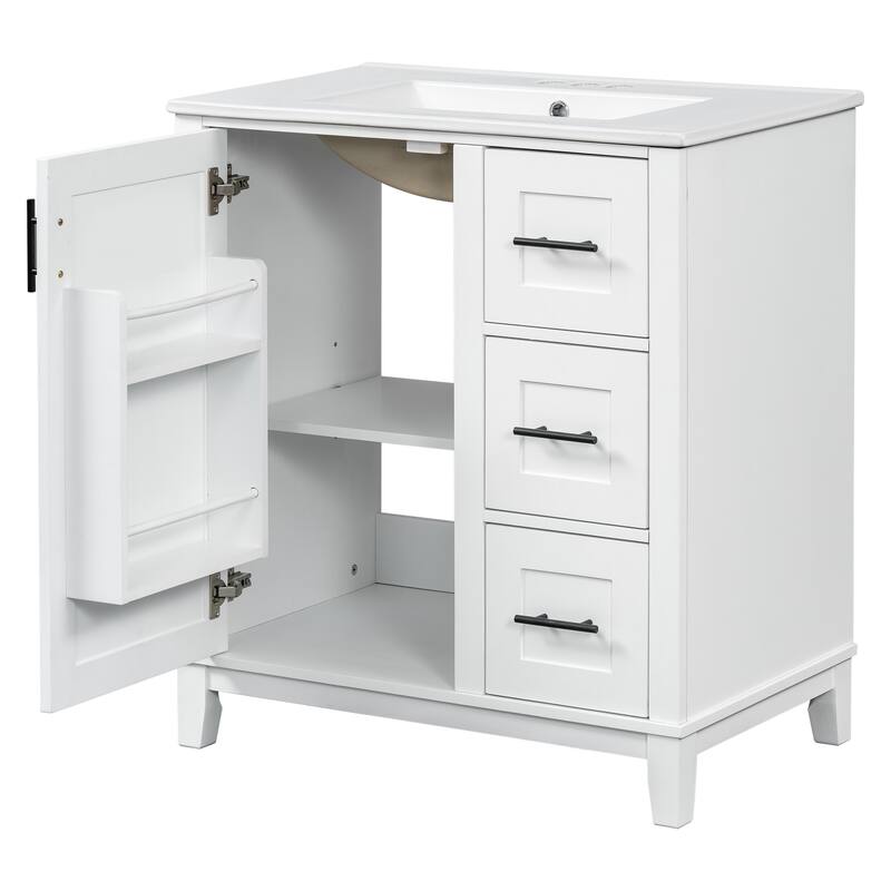 30-inch bathroom vanity with ceramic sink