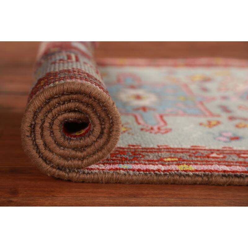 Hand Knotted Oriental 100% Wool Carpet Transitional Geometric Navy Blue & Blues Khotan Runner Rug - 10' 0'' X 2' 5''