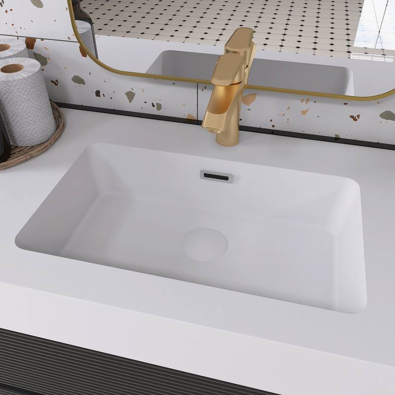 Wall Mounted Bathroom Vanity with Solid Surface Sink and Soft Drawers