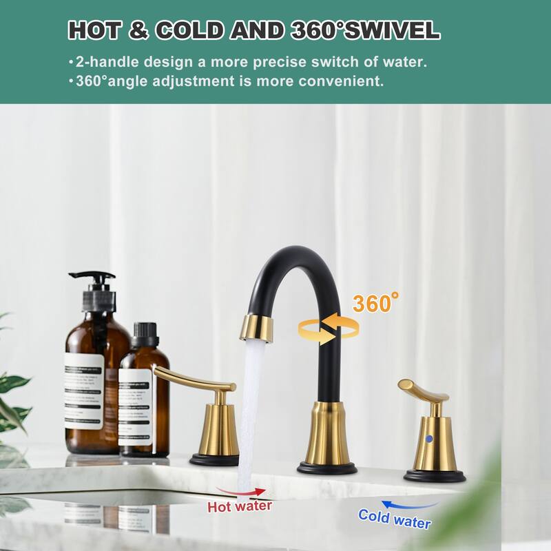 WOWOW 8 in. Widespread Double Handle Bathroom Sink Faucet