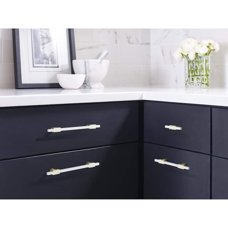 Urbanite 6-5/16 in (160 mm) Center-to-Center Brushed Gold/White Cabinet Pull - 6.3125