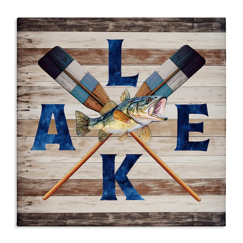 Stupell Rustic Lake Boat Oars Canvas Wall Art Design By Nicole DeCamp - 24 x 24