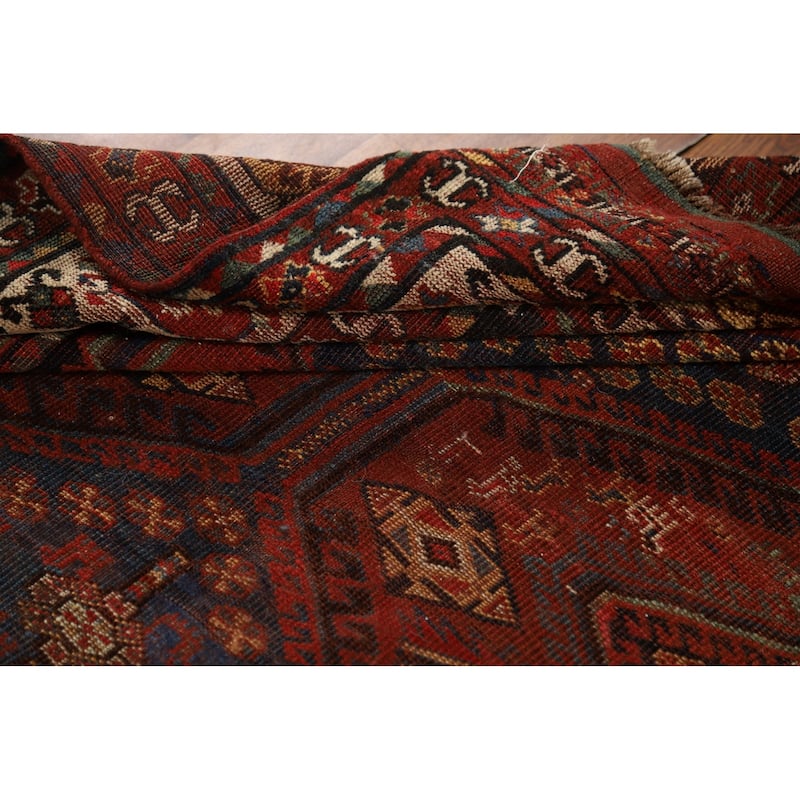 Pre-1900 Antique Vegetable Dye Qashqai Persian Orange Wool Carpet - 4'7" x 8'7"