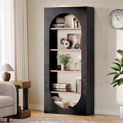 6-Tier Modern Bookcase, 70.9 Inches Tall Arched Bookshelf