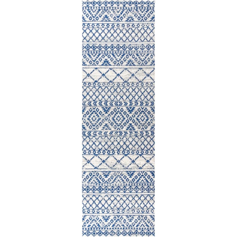 JONATHAN Y Asilah HYPE Boho Vintage Tribal Area Rug - 2 X 8 - Cream/Blue