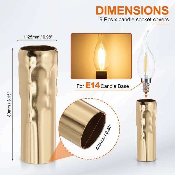 dimension image slide 6 of 39, Candle Covers Sleeves, Socket Sleeves for Candelabra Base Bulbs