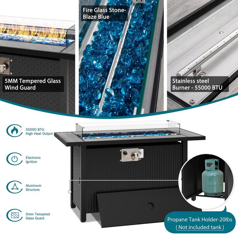 8 Piece Outdoor Sectional Seating Group with Fire Pit Table