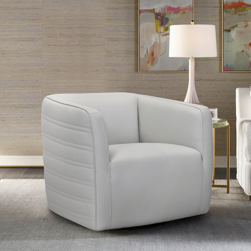 Melanie Pewter or Dove Grey Leather 45-Degree Swivel Accent Chair - Grey