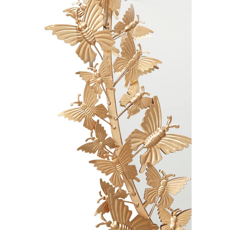 Metal Butterfly Oval 3D Wall Mirror - Gold - Roche River Decor - 5"Wx19"Lx33"H