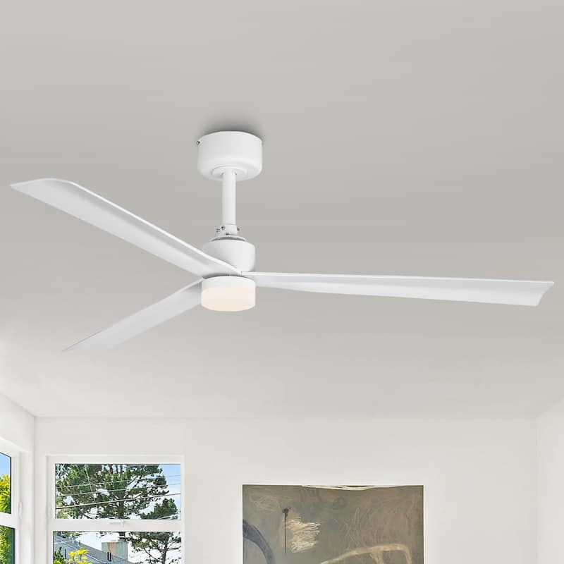 Parrot Uncle 50" Modern White ABS 3-Blade Ceiling Fan with Dimmable LED and 6-Speed DC Motor