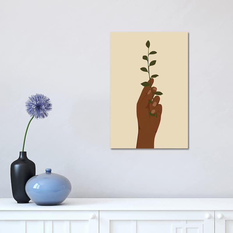 iCanvas "Hand Holding Plant Art" by Tysee Ciage Canvas Print - 18x12x1.5