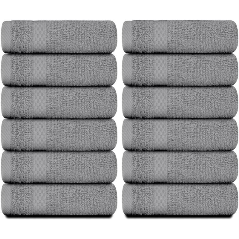 White Classic Luxury Cotton Washcloth 13x13 - Set of 12