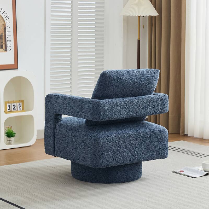 Upholstered Swivel Accent Chair, Modern Arm Chair with Open Back,360 Degree Swivel Lounge Club Chair with Removable Back Cushion