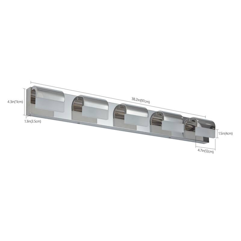 Modern Bathroom Vanity Lighting 5-Light LED Vanity Lights Over Mirror Bath Wall Lighting - Chrome
