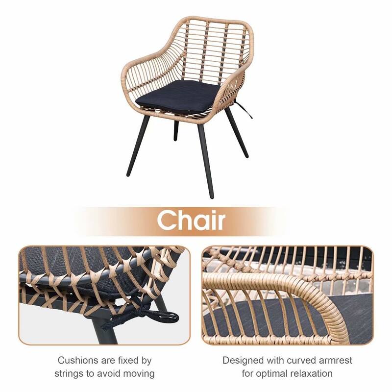 5-Piece Outdoor Wicker Cushioned Conversation Set