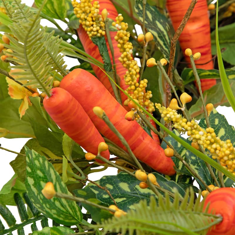 Carrot Berry Foliage Easter Floral Spring Wreath, Orange Yellow 22"