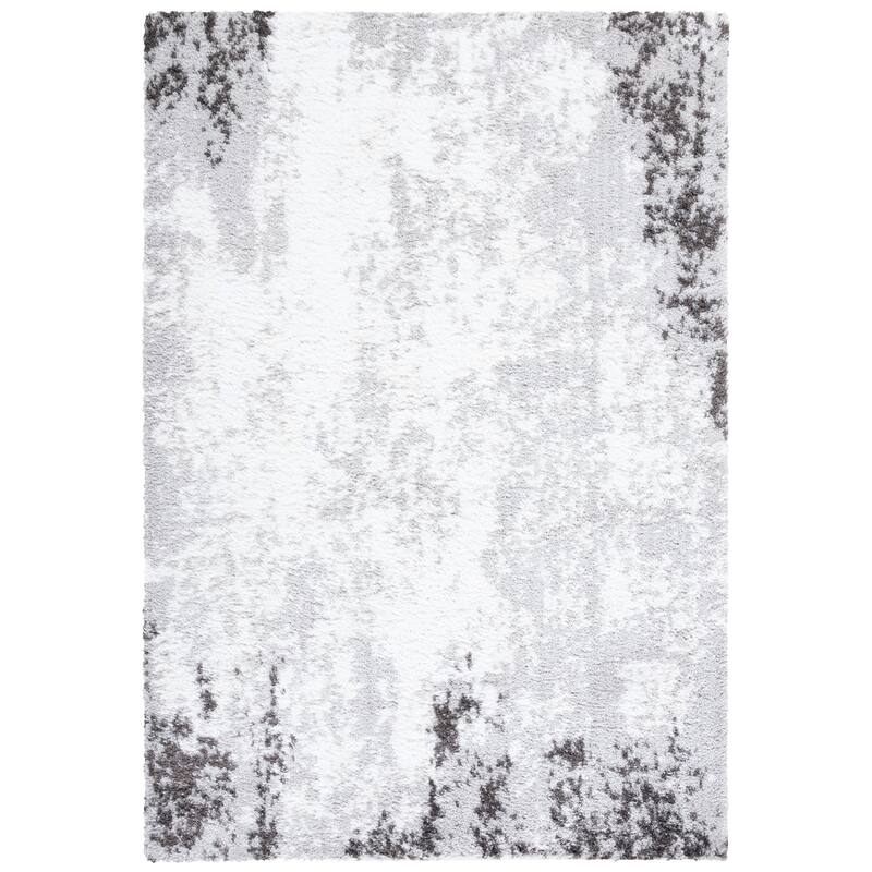 SAFAVIEH Berber Shag Anneli Modern 1.25-inch Thick Rug - 7' x 7' Square - Light Grey/Dark Grey