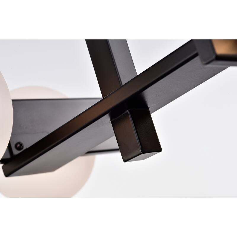 Carly Matte Black 6-Light Frosted Glass Globe Semi-Flush Mount
