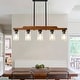 preview thumbnail 23 of 67, Farmhouse Linear Chandelier Rustic Wood Kitchen Island Lighting Dining Room Pendant Light Fixture with Seeded Glass Shade