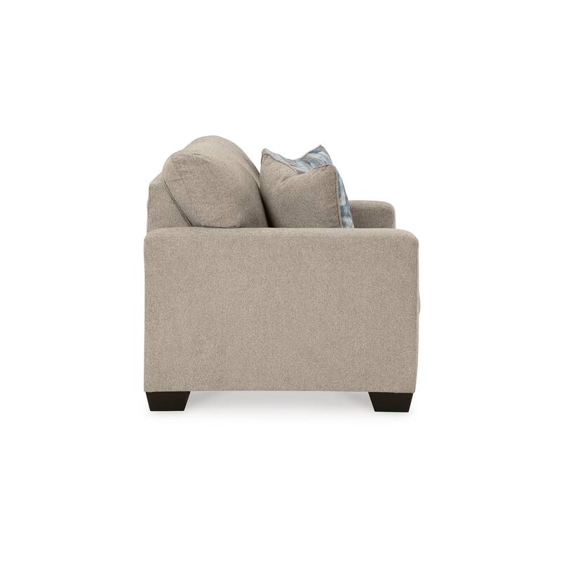 Gavin Loveseat, Parchment Brown Polyester, 2 Accent Pillows, 62 Inch