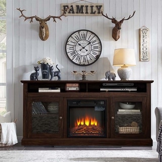 60W Retro Electric Fireplace TV Stand, Adjustable Shelvesu0026Cabinets -  60W*15.75D*29H - Bed Bath u0026 Beyond - 38406569