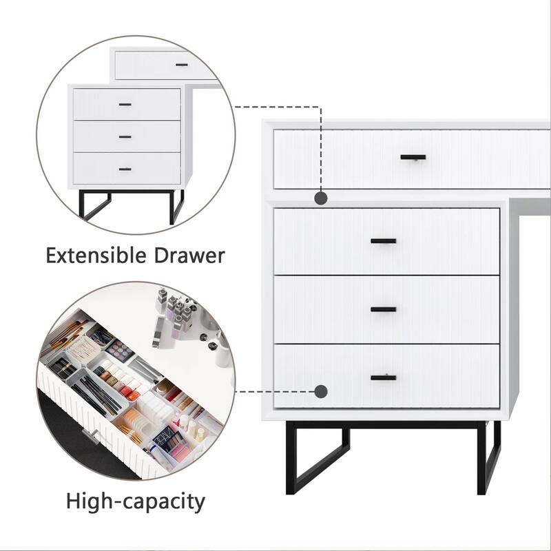 Eclife Multifunctional Makeup Vanity Storage Dressing Table Set
