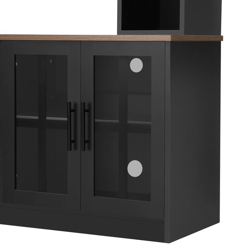 Roomfitters Wall Unit Entertainment Center for up to 80 Inch TV, Media Console with Cabinets and Bookshelves