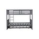 preview thumbnail 11 of 10, Dark Grey Full Over Full Rubber Wood Bunk Bed with Trundle and Guardrails and Ladder