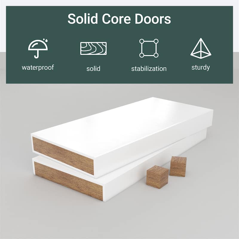 24 X 80 X 5 inch 5-Lite Frosted Glass Door Solid Wood French Door